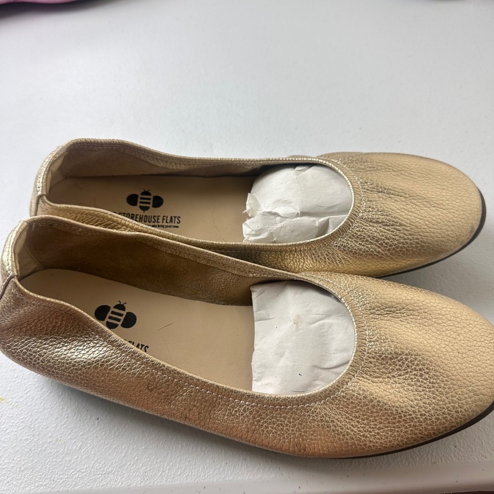 The Storehouse Flats Ballet Flat Womens Size 8 Gold Metallic Leather Shoes